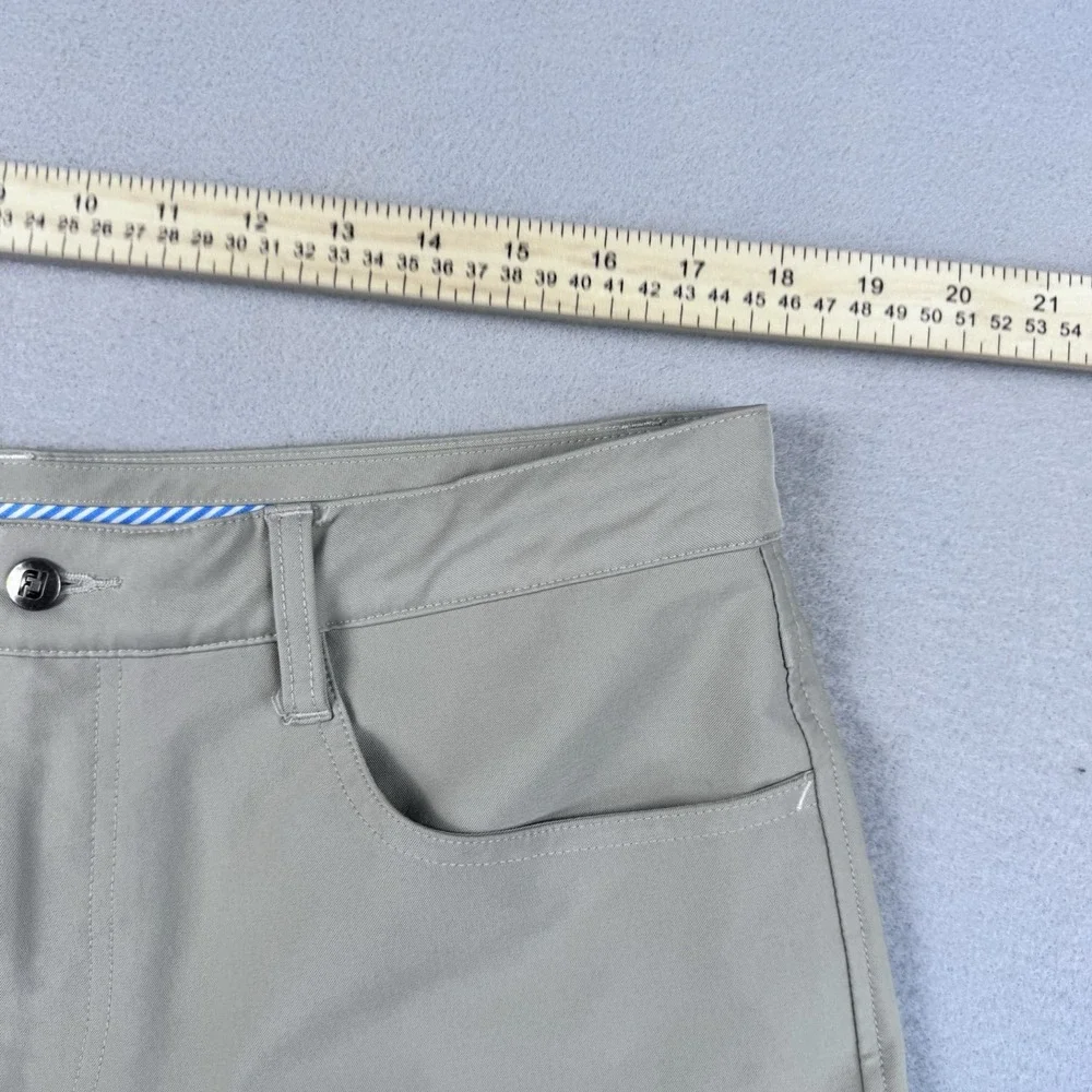 Footjoy Athletic Fit Chino Pant 35x30 Tan Golf 5-Pocket Logo Performance Stretch